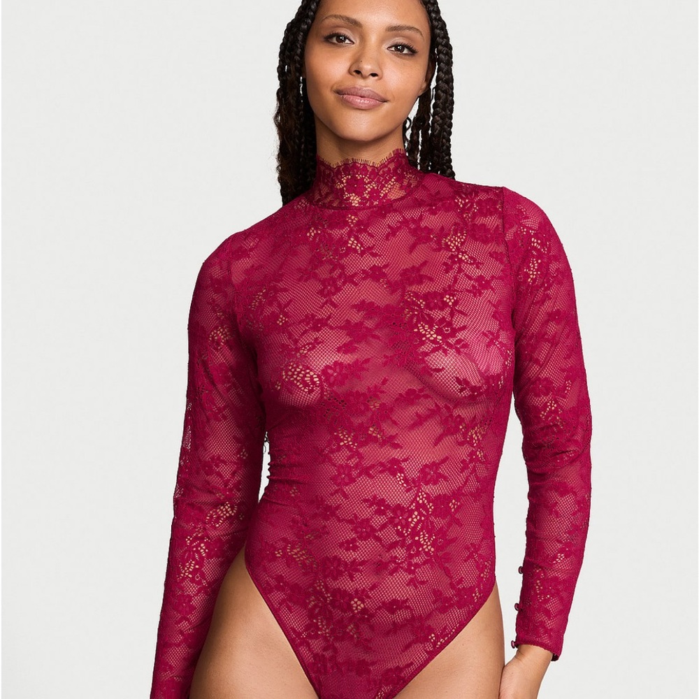 Elegant Lace Bodysuit in Red